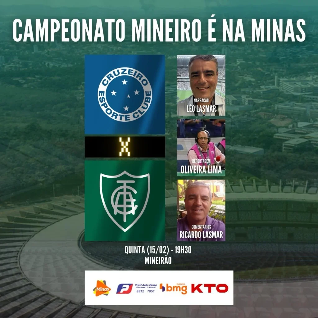 Cruzeiro x América: BH 24 Horas transmite disputa pela liderança geral do Mineiro
