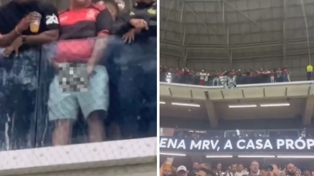 Vídeo: Flamenguista urina em copo e joga na torcida do Atlético