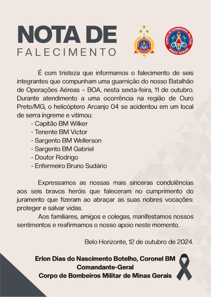 FOTOS: Veja quem são as vítimas do acidente envolvendo helicóptero do Corpo de Bombeiros - WhatsApp Image 2024 10 12 at 12.08.06