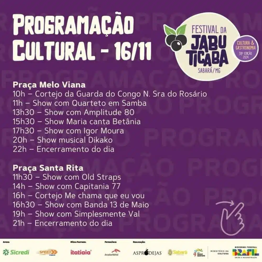 Festival da Jabuticaba será realizado em Sabará; confira detalhes - 048bbe1637fb763f9ba39ffaf7fa63695ff02cbe