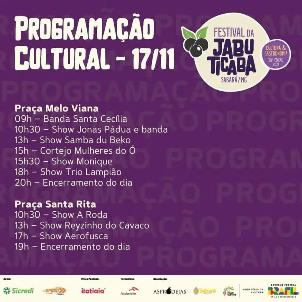 Festival da Jabuticaba será realizado em Sabará; confira detalhes - e393c8ddbdd09072737ac0f7642f877d70631c31