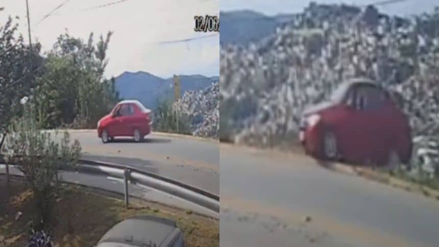 Vídeo: Carro desce rua de ré e cai em barranco na Grande BH 2 Carro desce rua de ré e cai em barranco na Grande BH