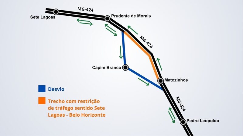 MG-424 será parcialmente interditada entre BH e Sete Lagoas; veja desvio 2 MG-424 será parcialmente interditada entre BH e Sete Lagoas; veja desvio - content desvio mg424 170725 der mg divulgacao edited