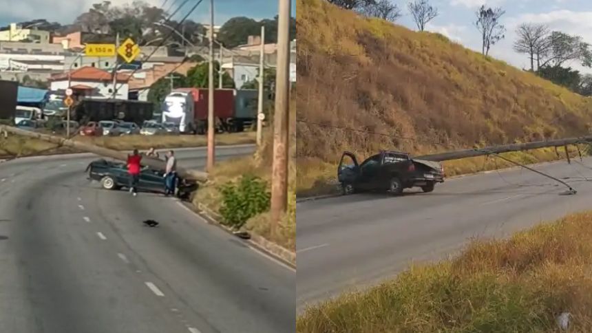 Vídeo: Caminhonete derruba dois postes e interdita Via Expressa de Contagem 2 Vídeo: Caminhonete derruba dois postes e interdita Via Expressa de Contagem
